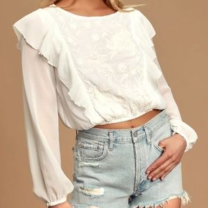 NWT • Lulu's • Ruffled Long Sleeve Top